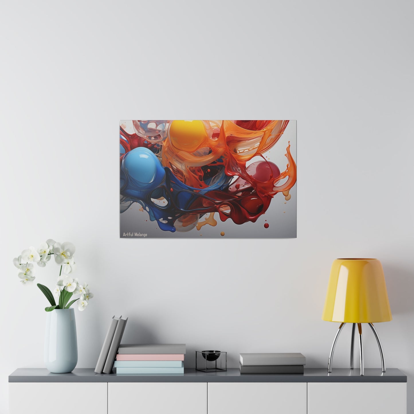 Colorful Balloon-Inspired Matt Canvas Print with Sweeping Acrylic Brush Strokes