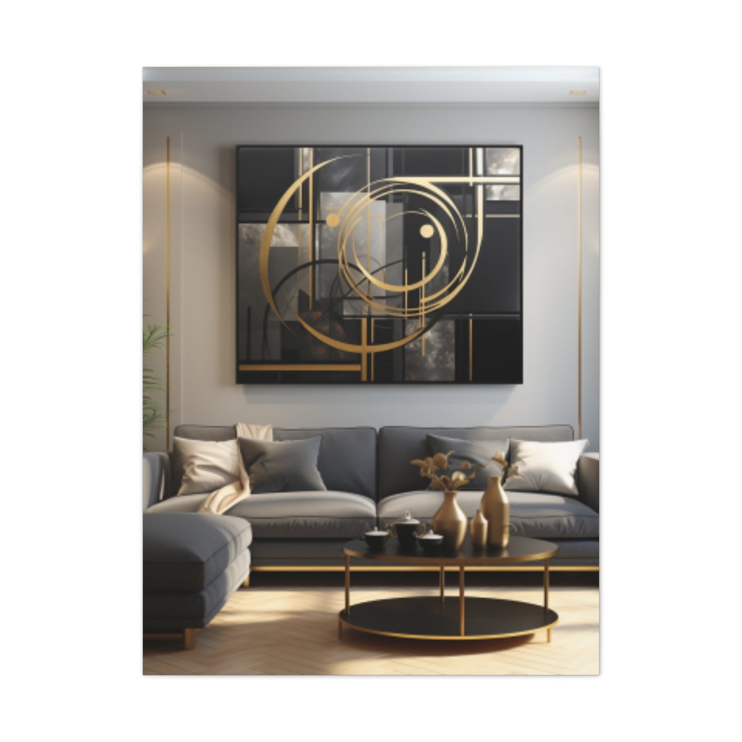 Gold and Black  Elegance: A Symphony of Sophistication Canvas Print