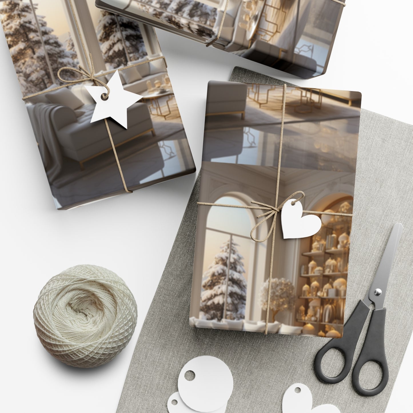 Elegant Gold and White Holiday Wrapping Paper Collection – Elevate Your Gifts with Sophisticated Style