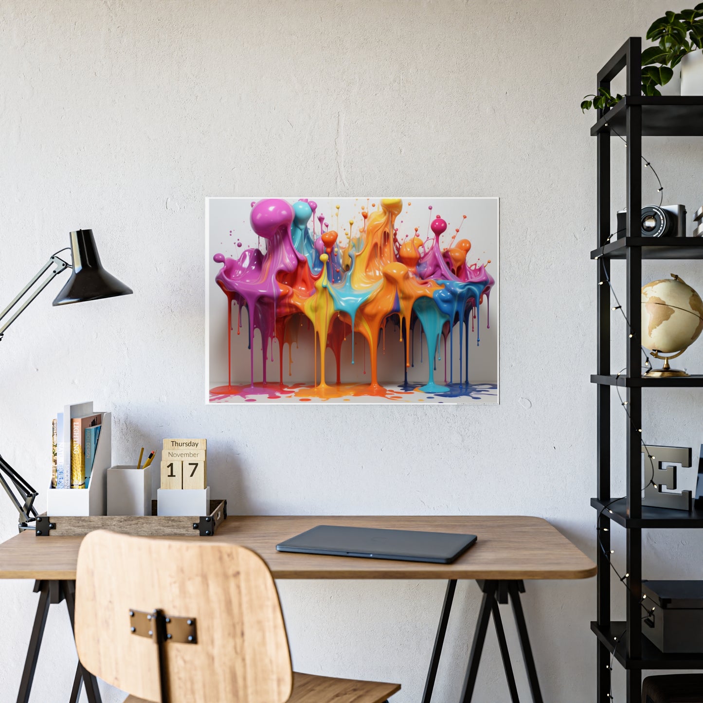 Gleaming Acrylic Abstract Poster: A Spectrum of Colorful Elegance