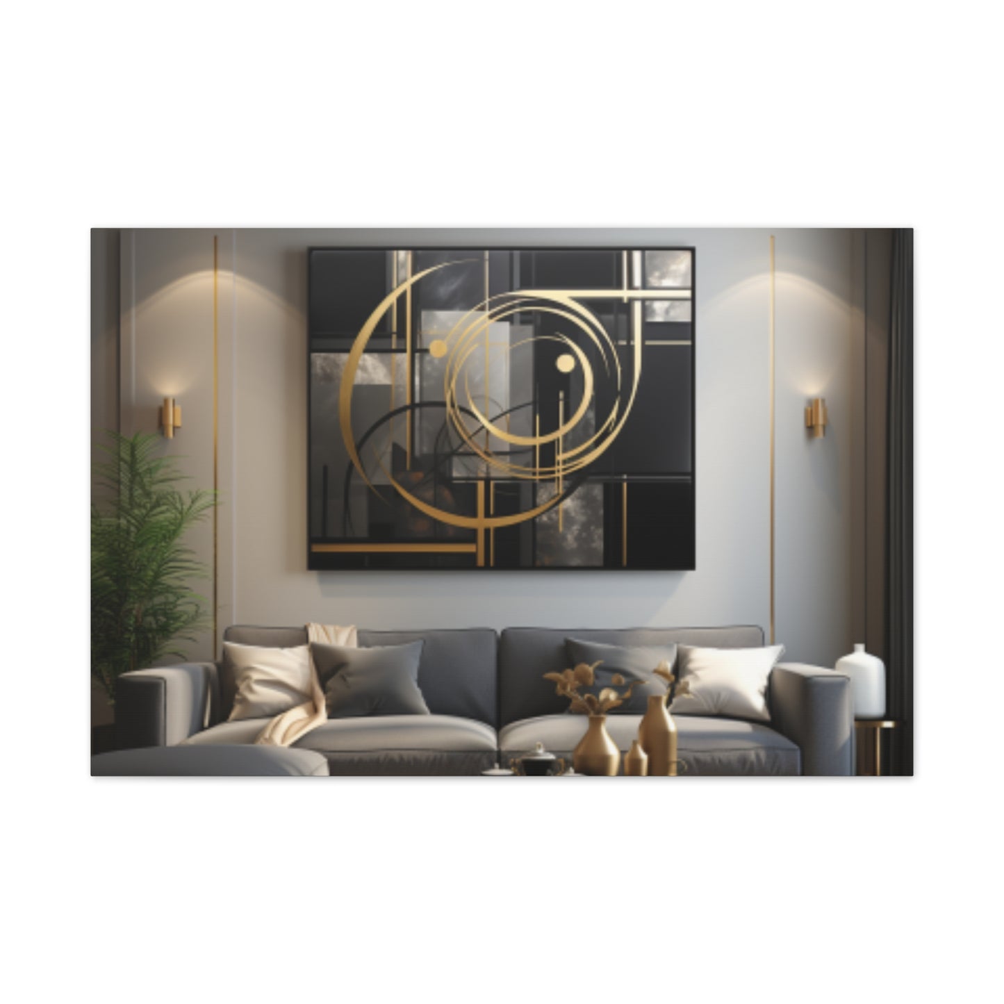 Gold and Black  Elegance: A Symphony of Sophistication Canvas Print