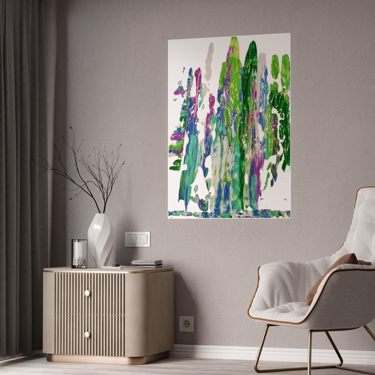 Gleaming Acrylic Abstract Poster: A Spectrum of Colorful Elegance