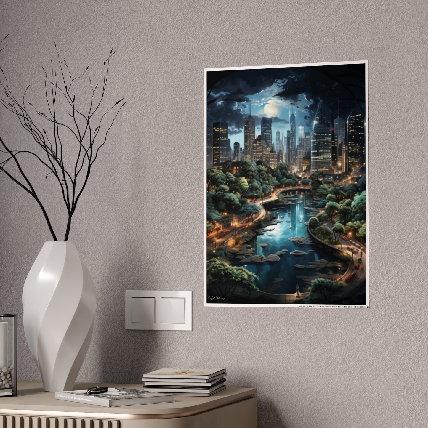 Skyline Vista: Hyper-Realistic 3D Cityscape Posters