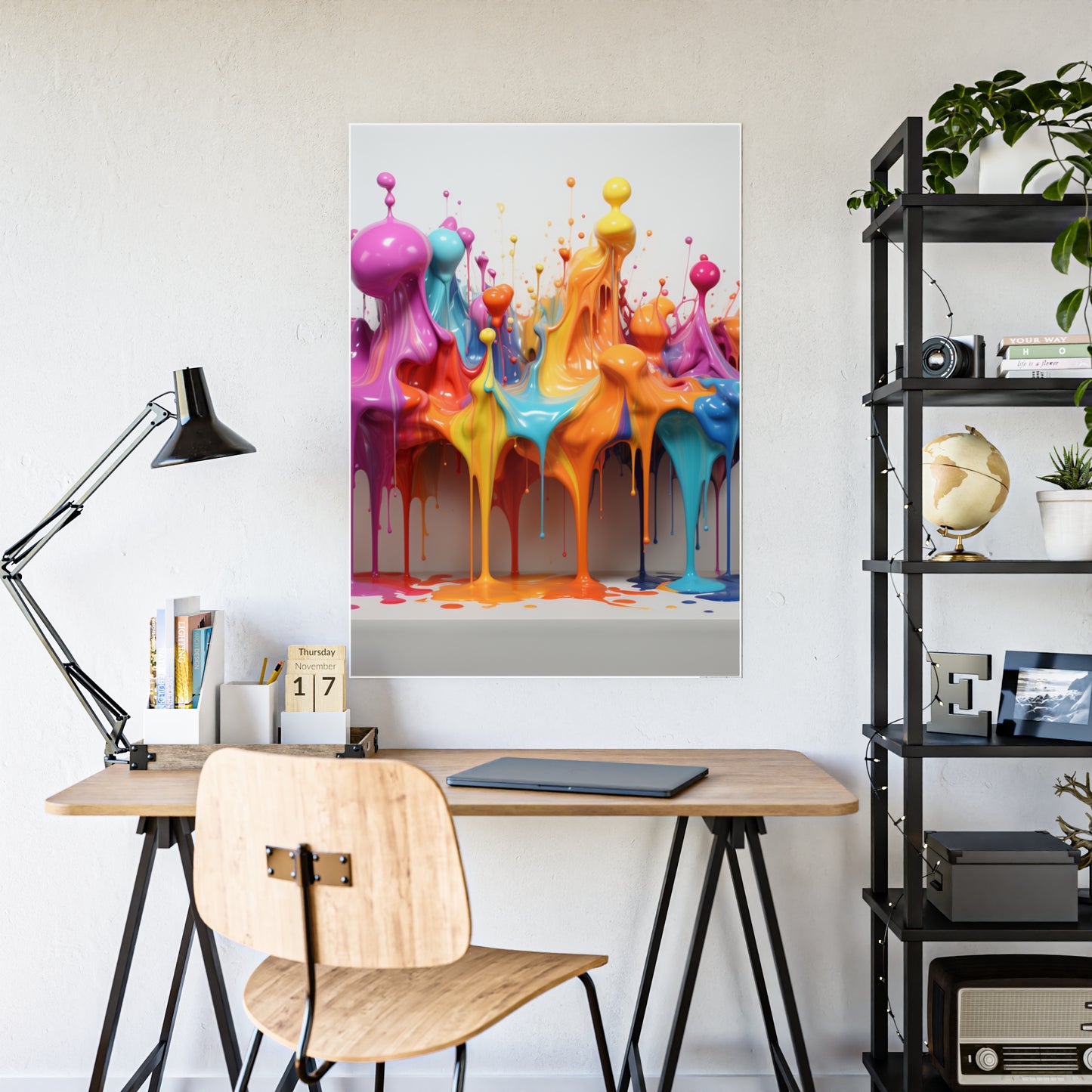 Gleaming Acrylic Abstract Poster: A Spectrum of Colorful Elegance