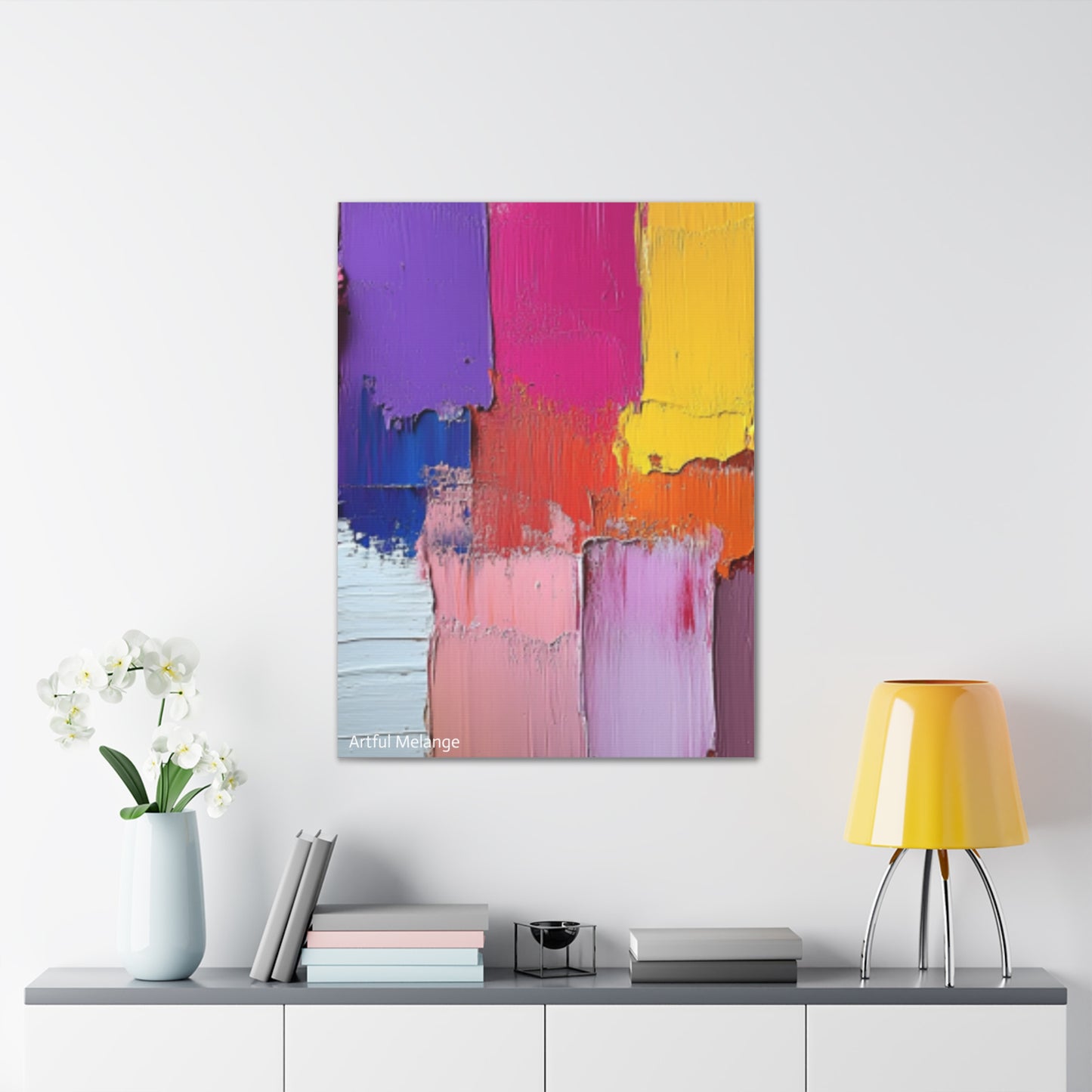 Acrylic Abstract Canvas Print - Homage to the Divine Nine/Gold Purple Pink and Green 4