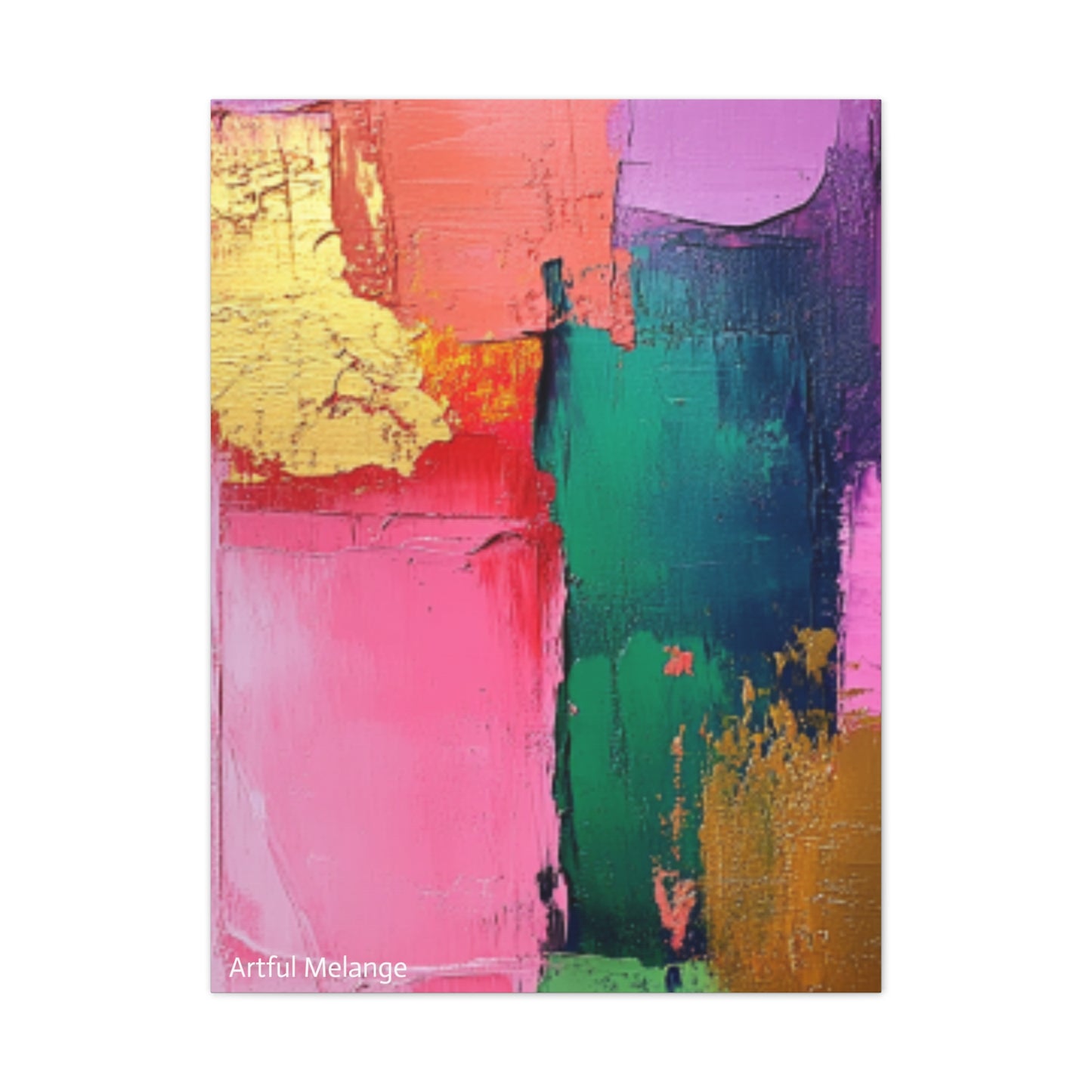 Acrylic Abstract Canvas Print - Homage to the Divine Nine/Pink Green Purple and Gold 1