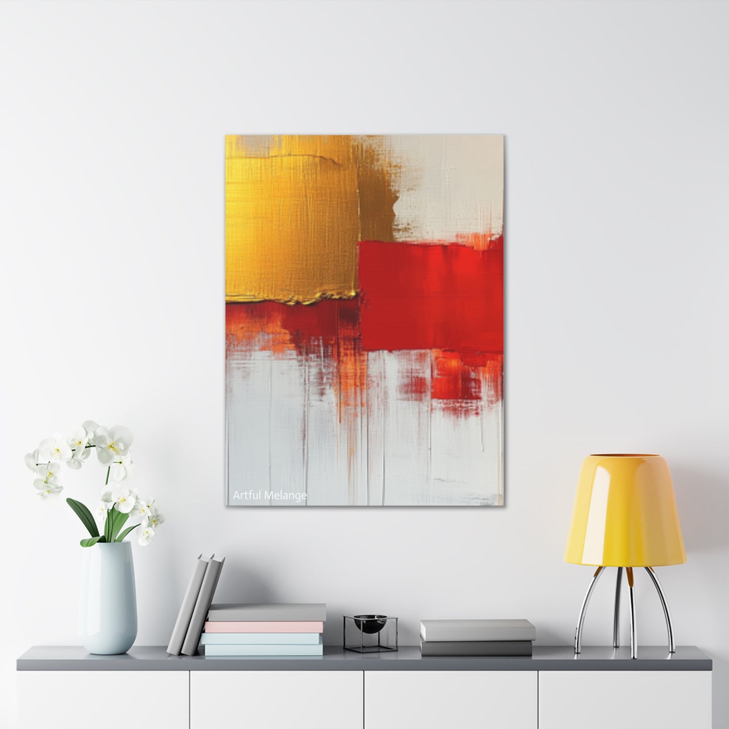 Acrylic Abstract Canvas Print - Homage to the Divine Nine/Red White and Gold 9