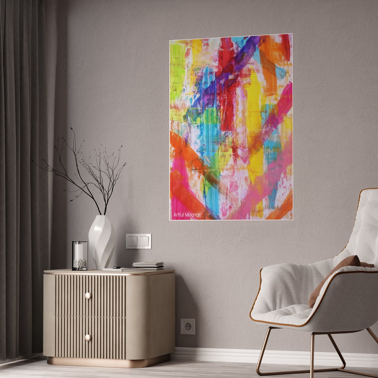 Gleaming Acrylic Abstract Poster: A Spectrum of Colorful Elegance