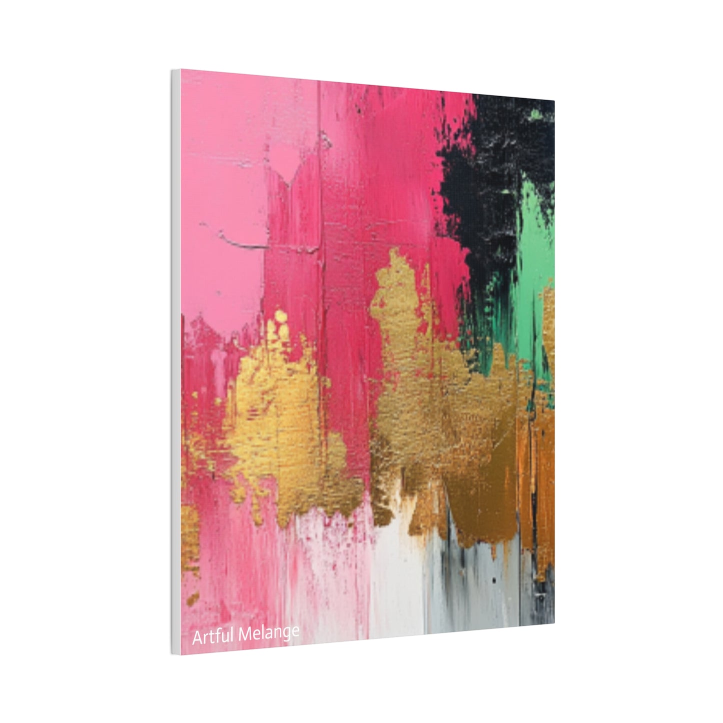 Acrylic Abstract Canvas Print - Homage To The Divine Nine/Pink Green Black and Gold 8