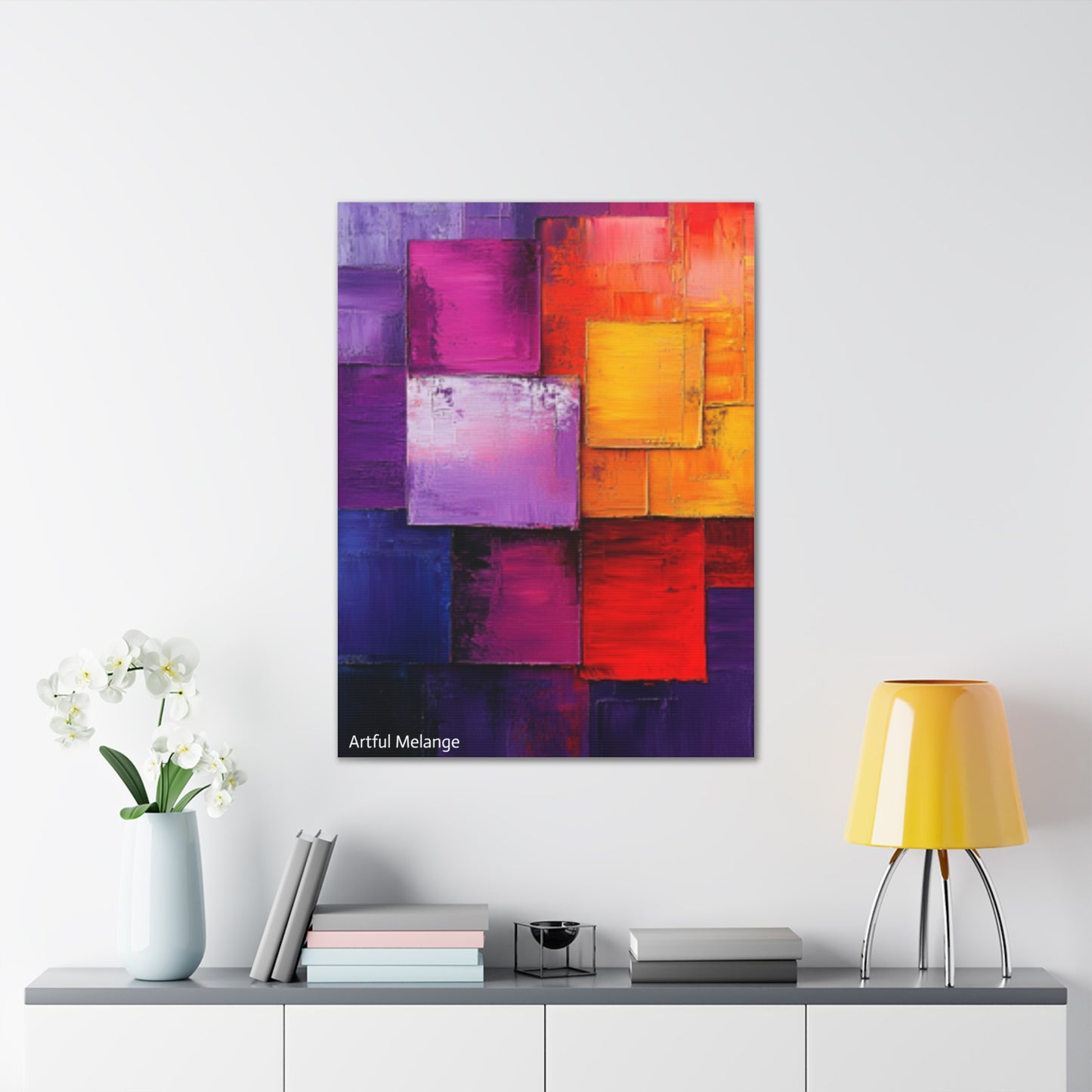 Acrylic Abstract Canvas Print - Homage to the Divine Nine/Red White Purple and Gold 8