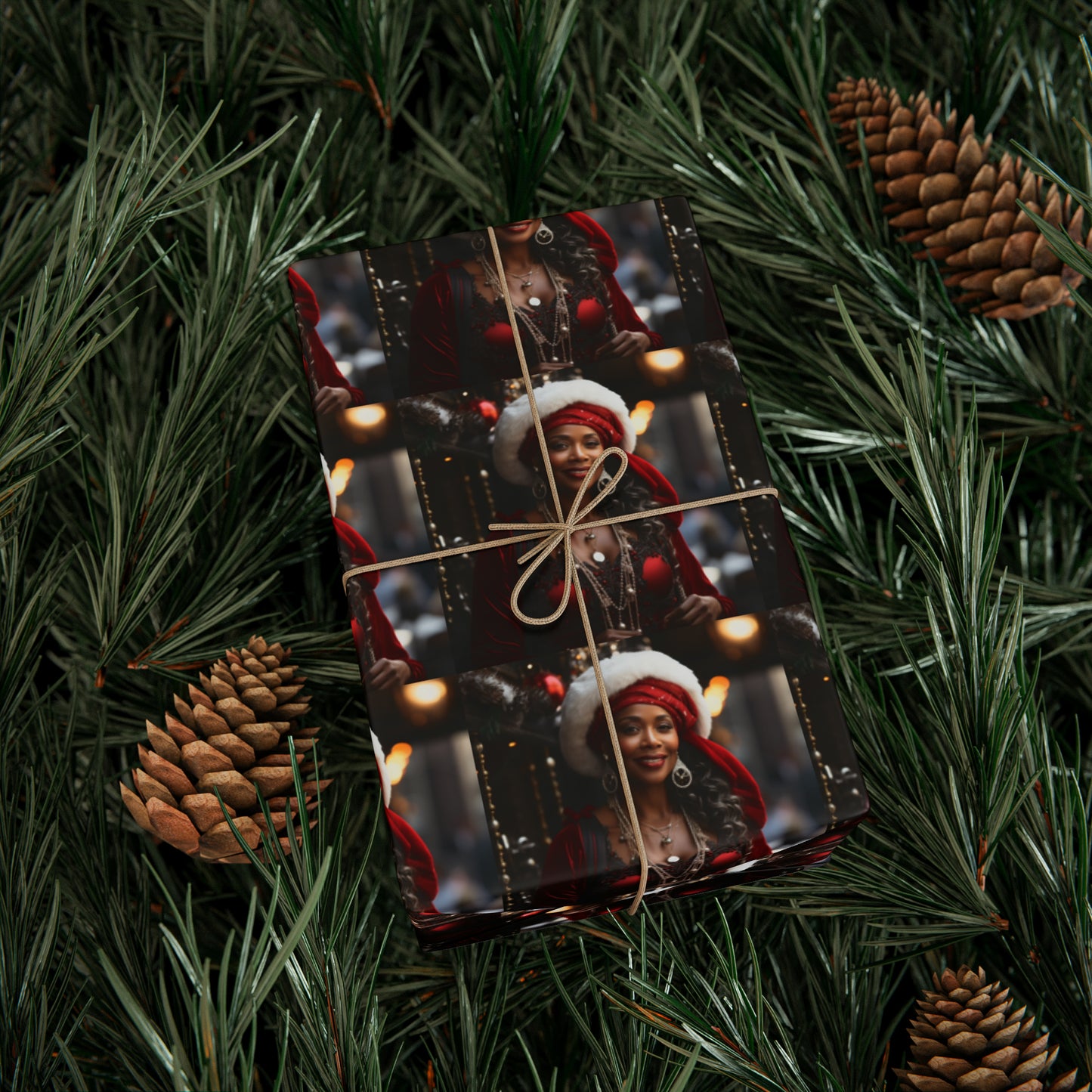 Afro-Centric Queen Claus Holiday Wrapping Paper - Dark & Rich Textured Design