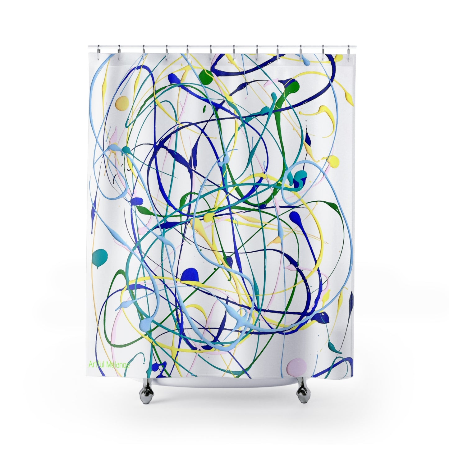 Canvas Cascade: Abstract Acrylic Art Shower Curtain Collection