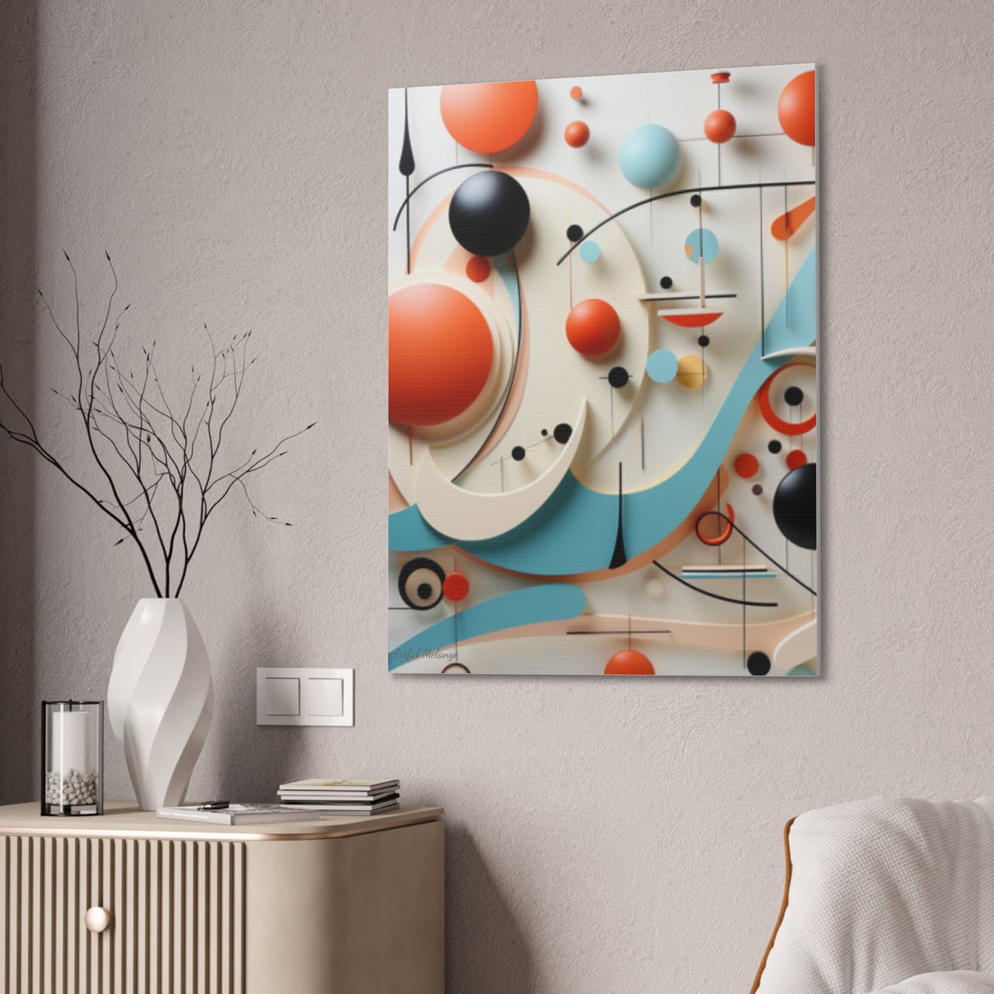 Harmony in Cyan and Peach- Graphic Print