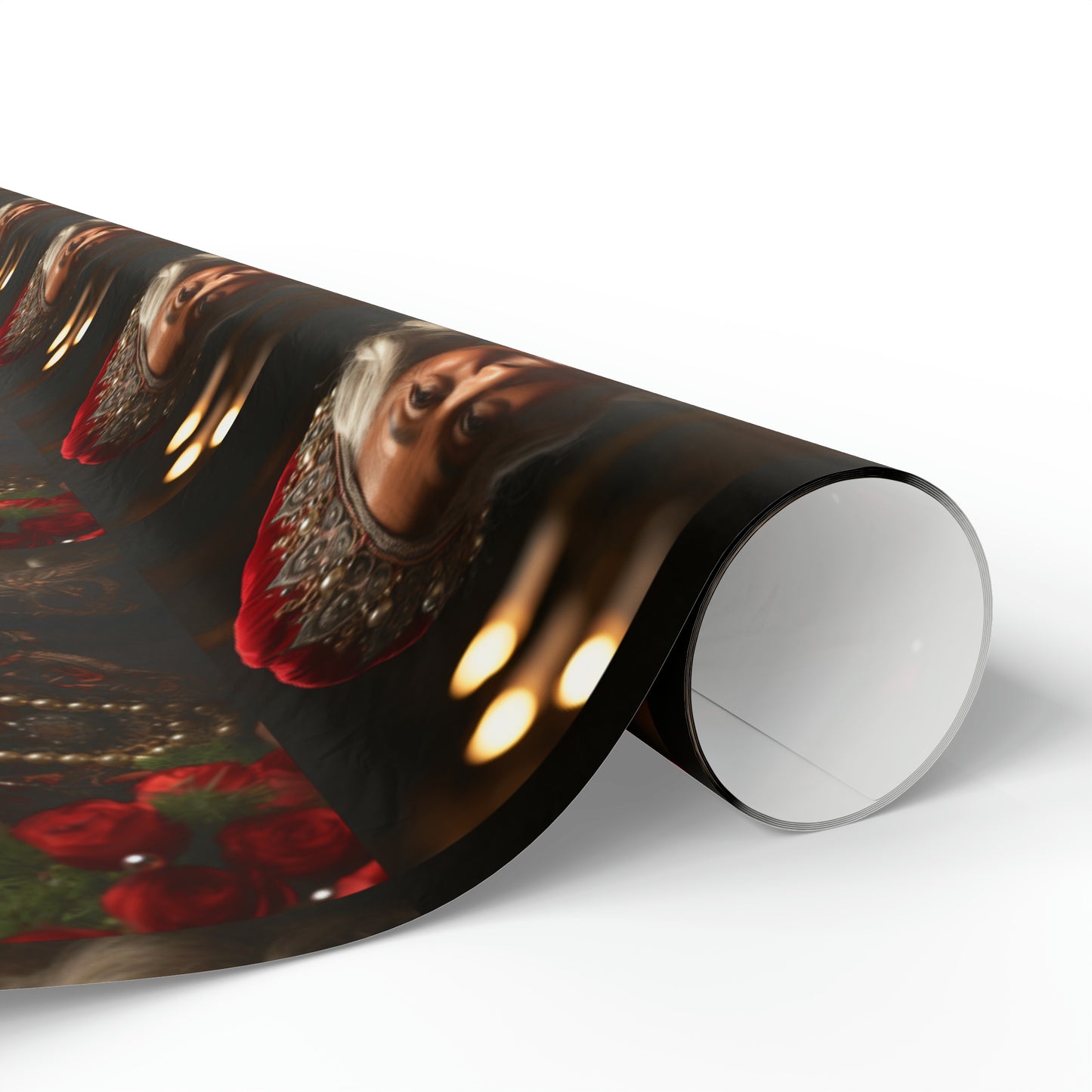 Afro-Centric Queen Claus Holiday Wrapping Paper - Dark & Rich Textured Design