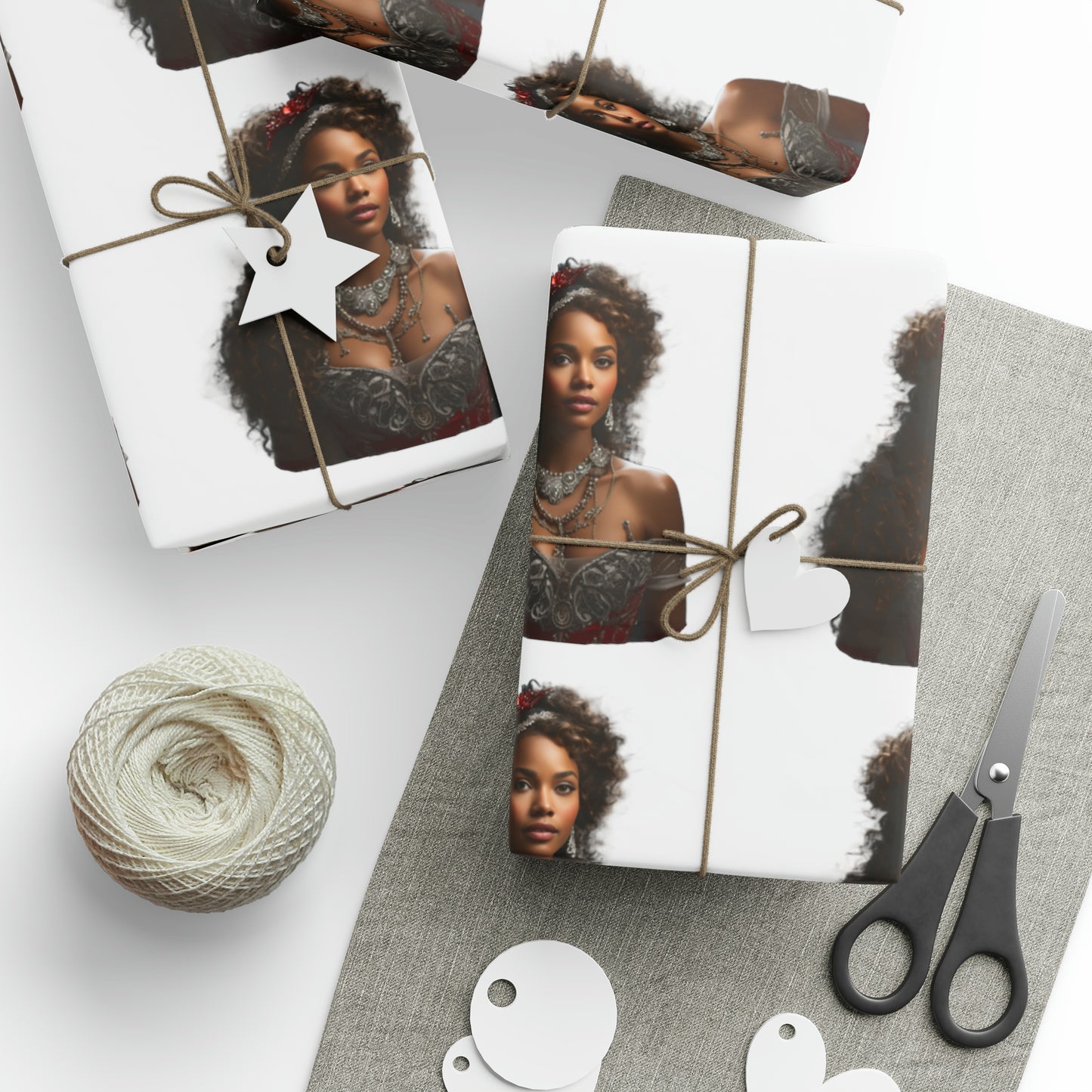 Afro-Centric Princess Claus Holiday Wrapping Paper - Dark & Rich Textured Design