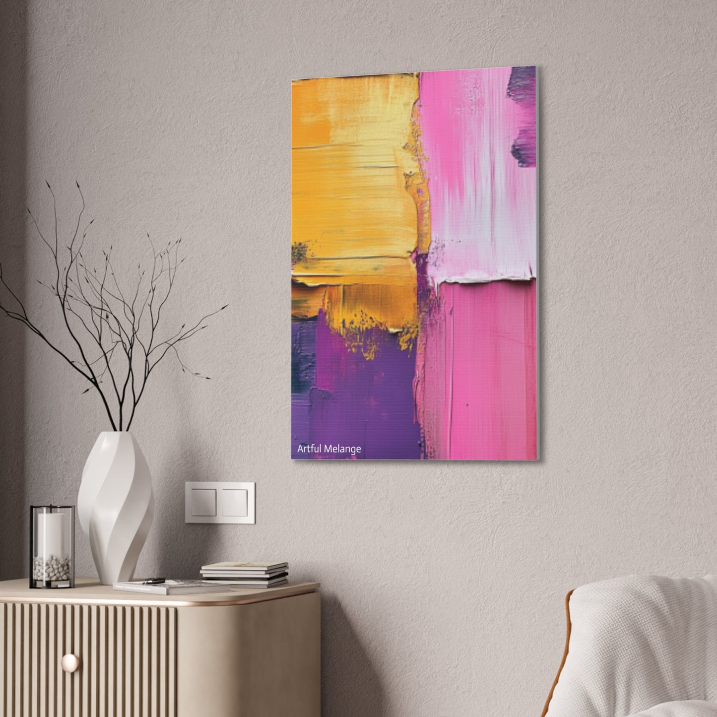 Acrylic Abstract Canvas Print - Homage to the Divine Nine/Gold Purple Pink and Green 5