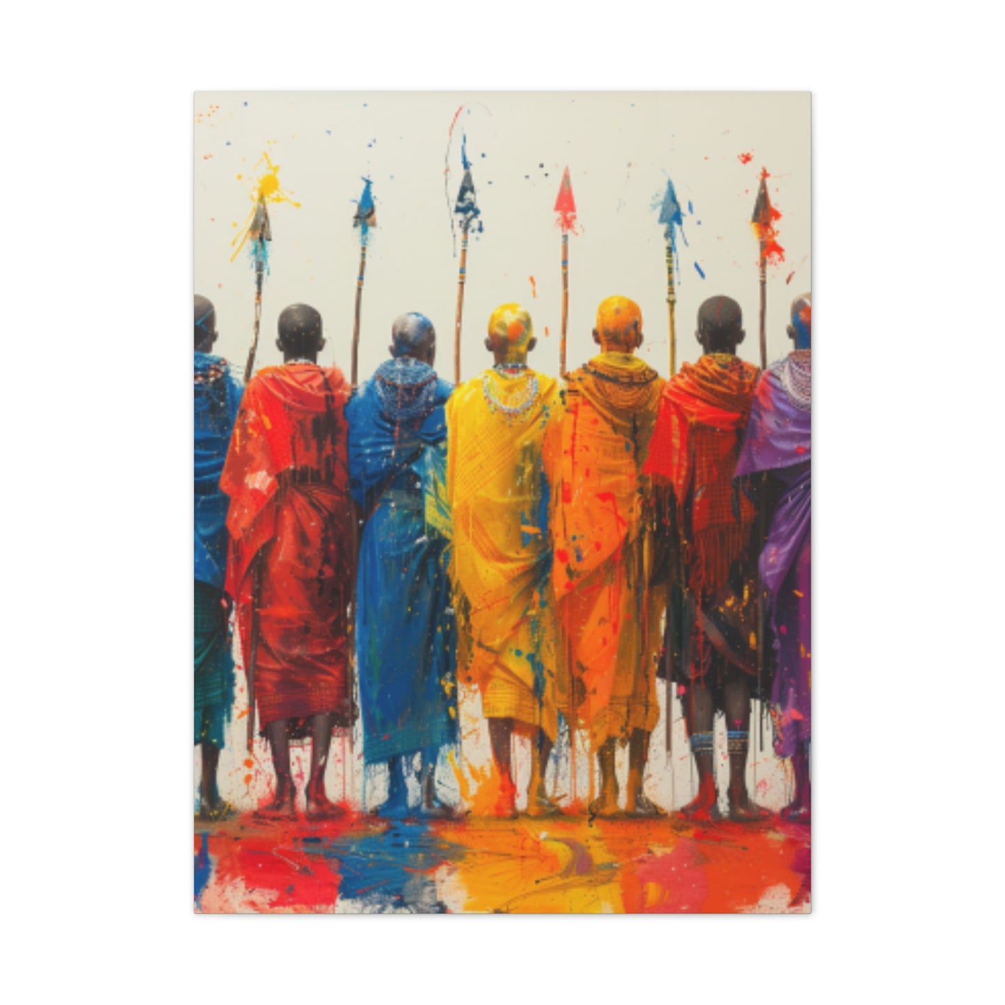 Masai Warriors Abstract Canvas Print