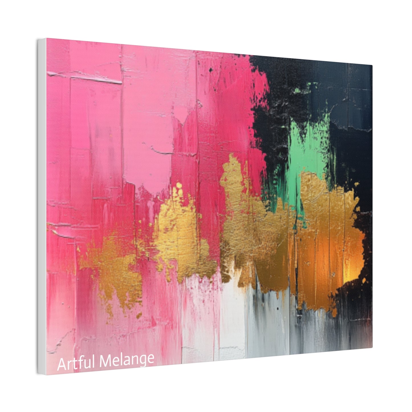 Acrylic Abstract Canvas Print - Homage To The Divine Nine/Pink Green Black and Gold 8