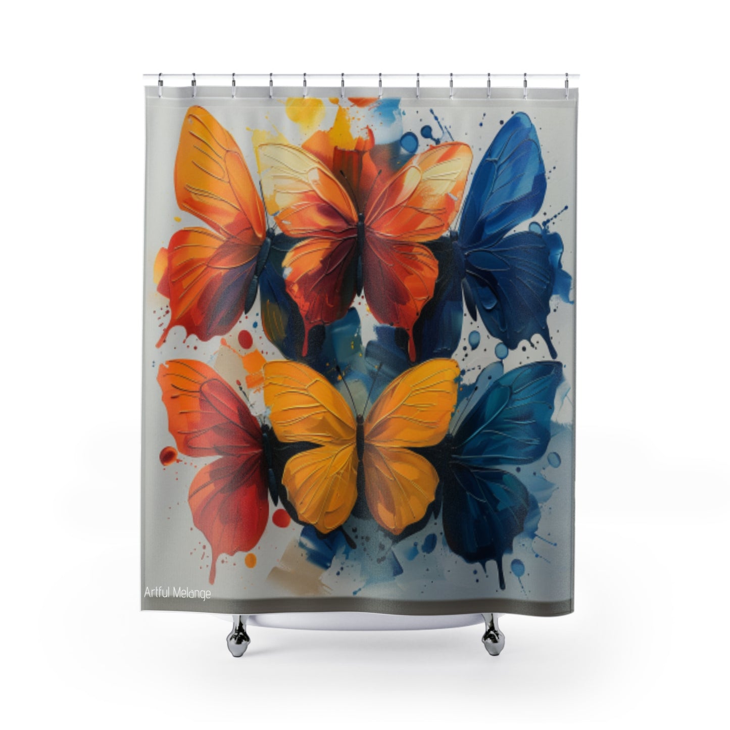 Fluttering Splendor Butterfly Shower Curtains