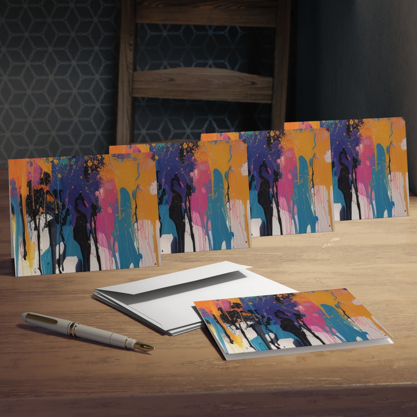 Elegance in Ink:  Abstract Art Note Card Set(5-Pack)