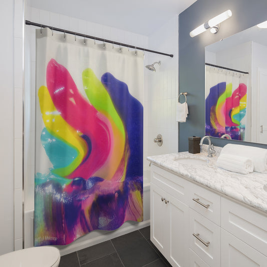 Canvas Cascade: Abstract Acrylic Art Shower Curtain Collection