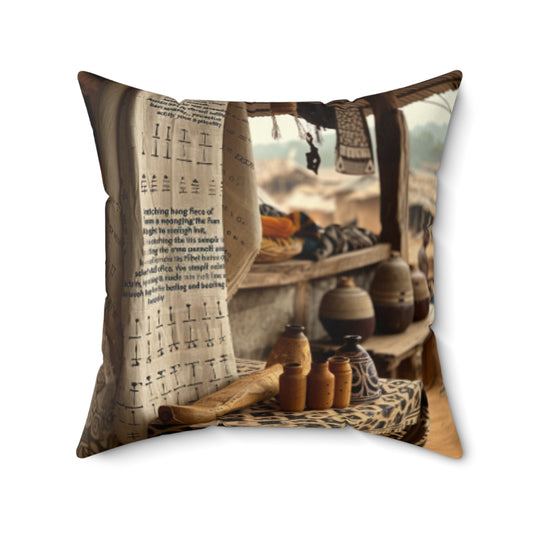 African Mud Cloth Design Square Pillow