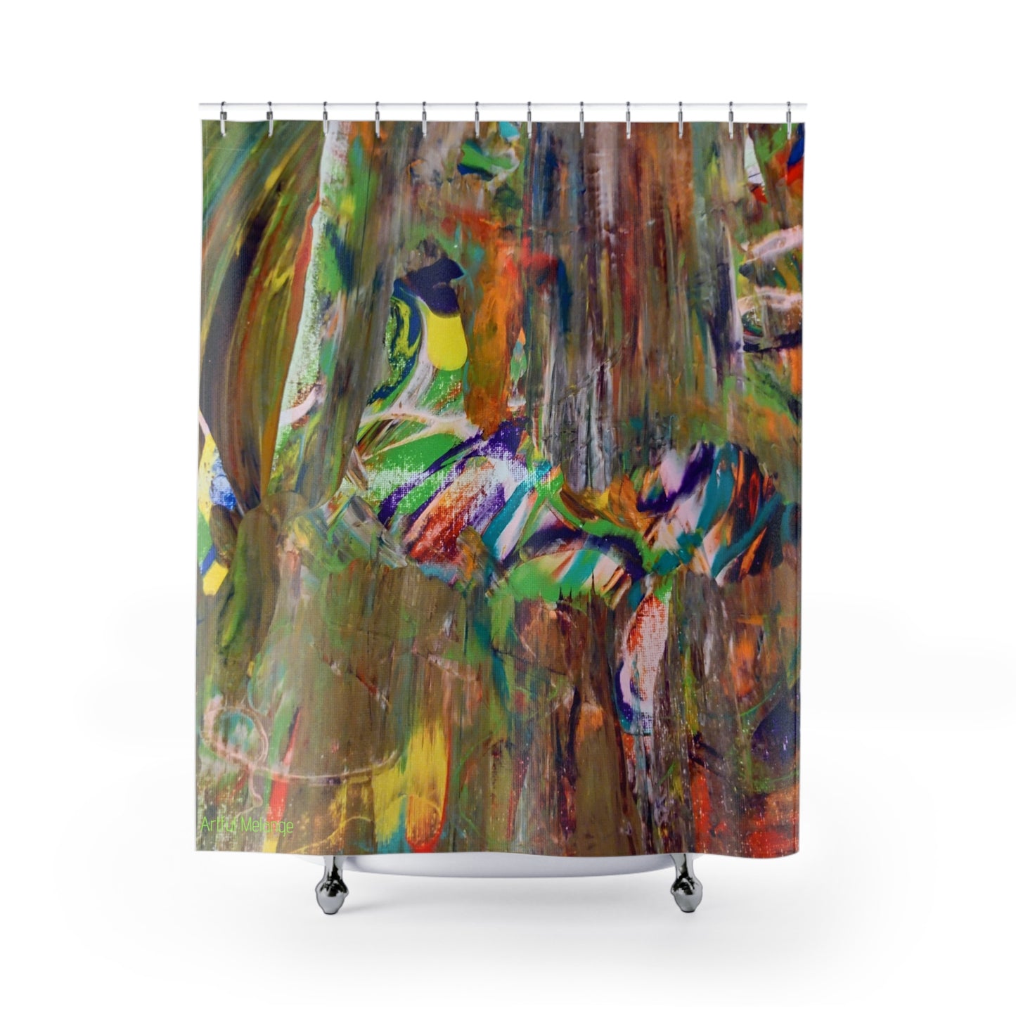 Canvas Cascade: Abstract Acrylic Art Shower Curtain Collection