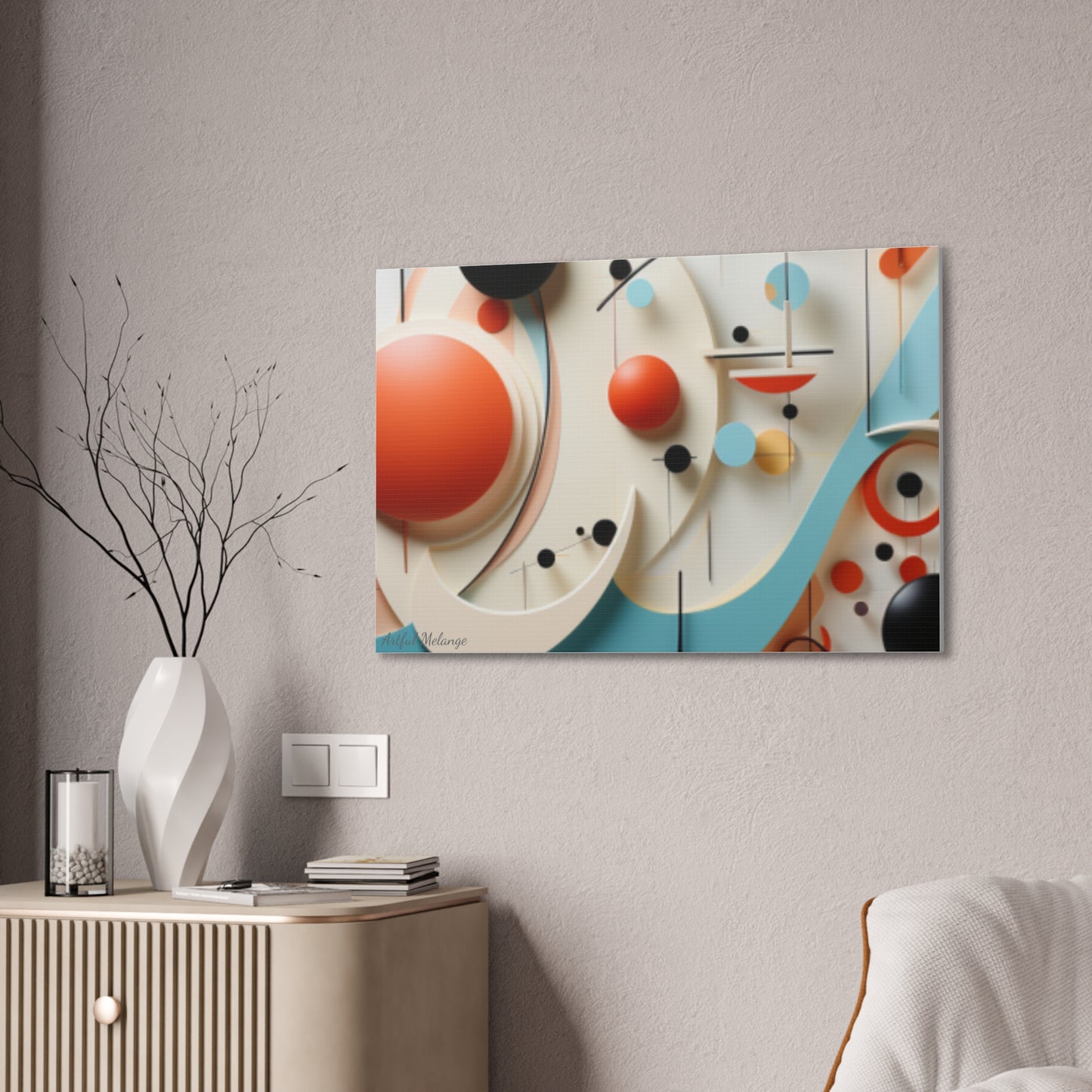 Harmony in Cyan and Peach- Graphic Print