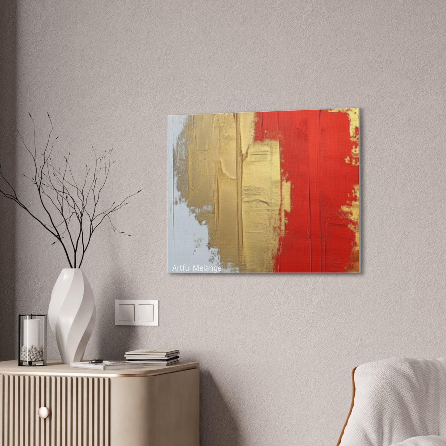 Acrylic Abstract Canvas Print - Homage to the Divine Nine/Red White and Gold 2