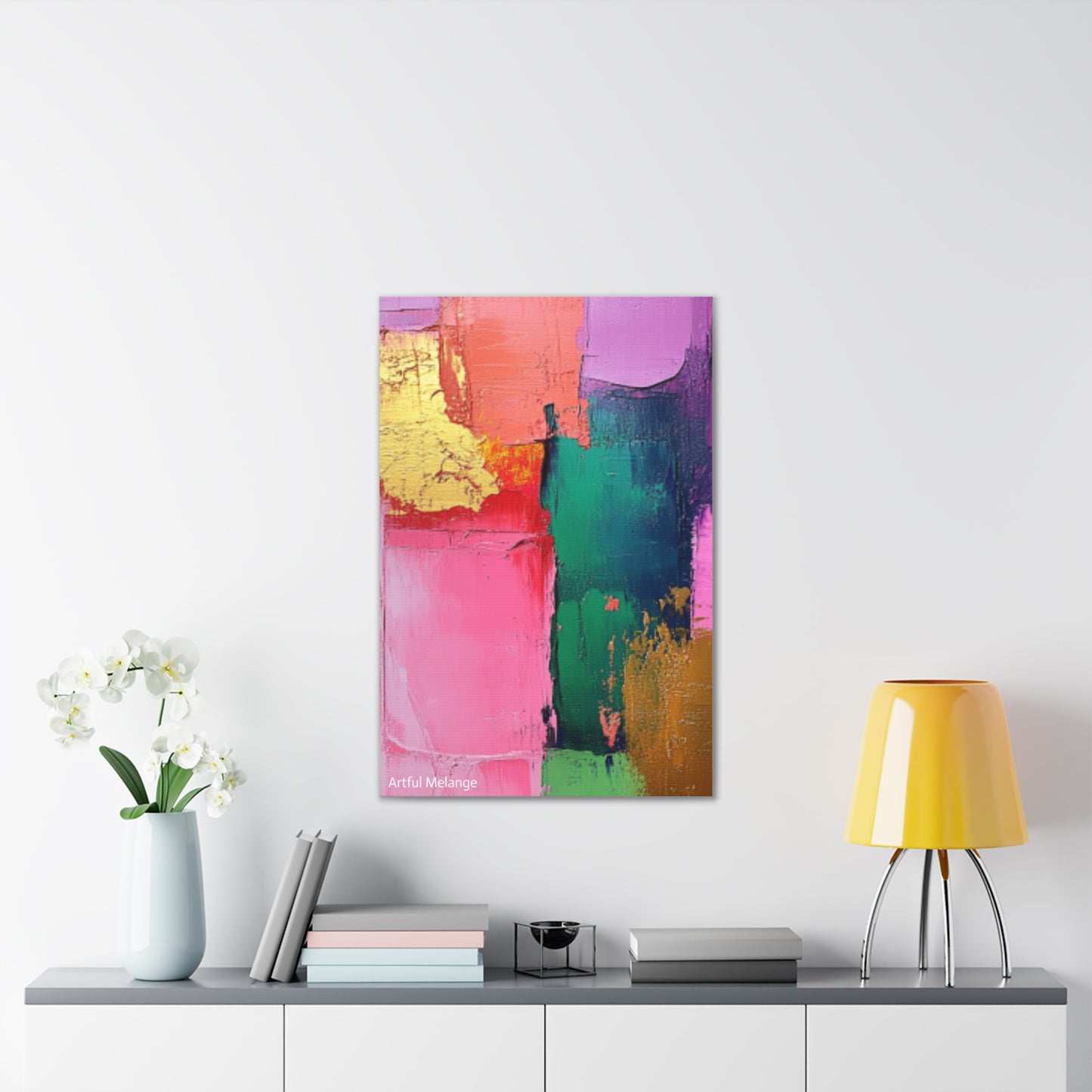 Acrylic Abstract Canvas Print - Homage to the Divine Nine/Pink Green Purple and Gold 1