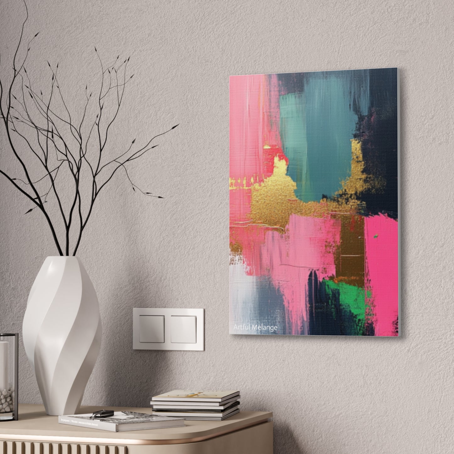 Acrylic Abstract Canvas Print - Homage to the Divine Nine/Pink Green Black and Gold 5