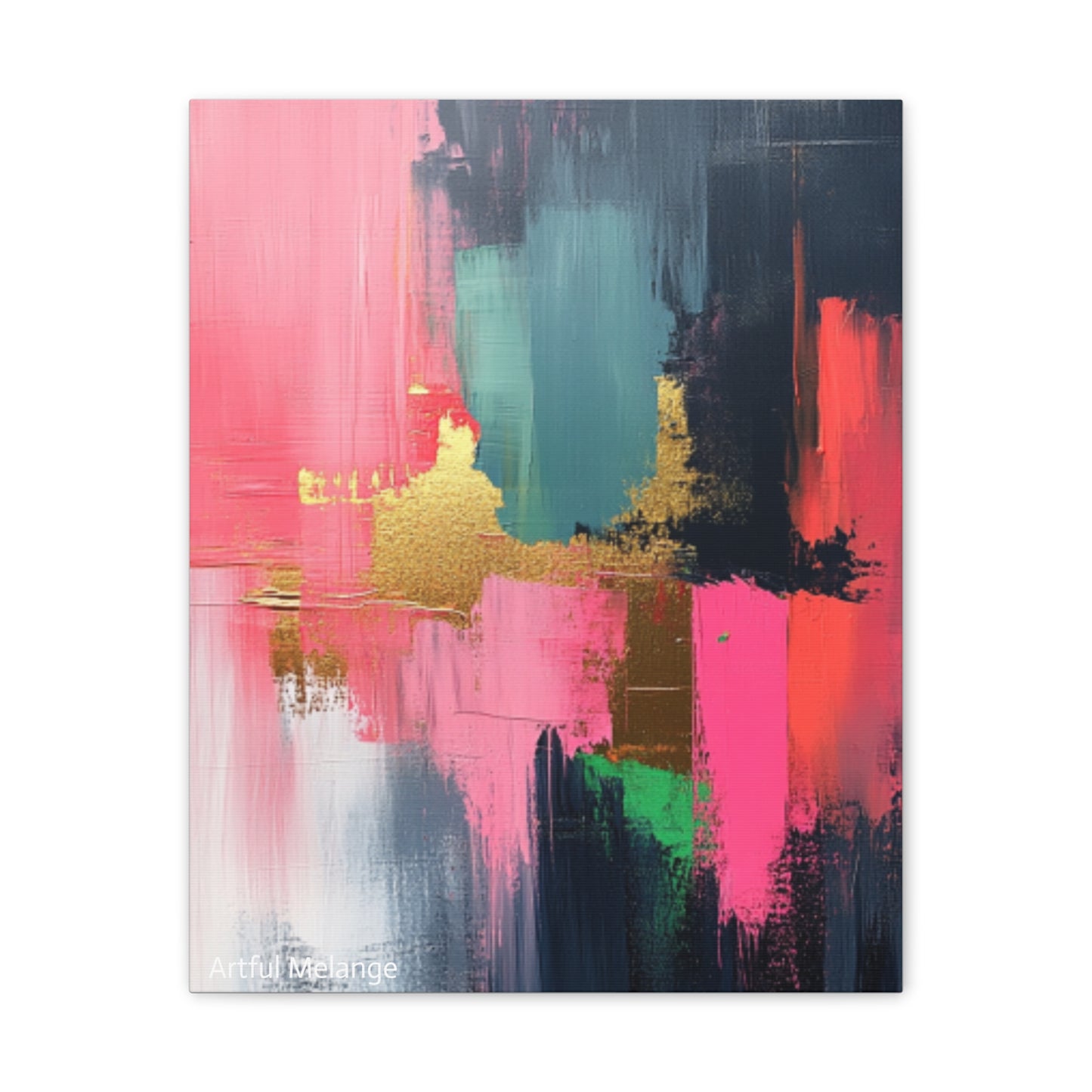 Acrylic Abstract Canvas Print - Homage to the Divine Nine/Pink Green Black and Gold 5