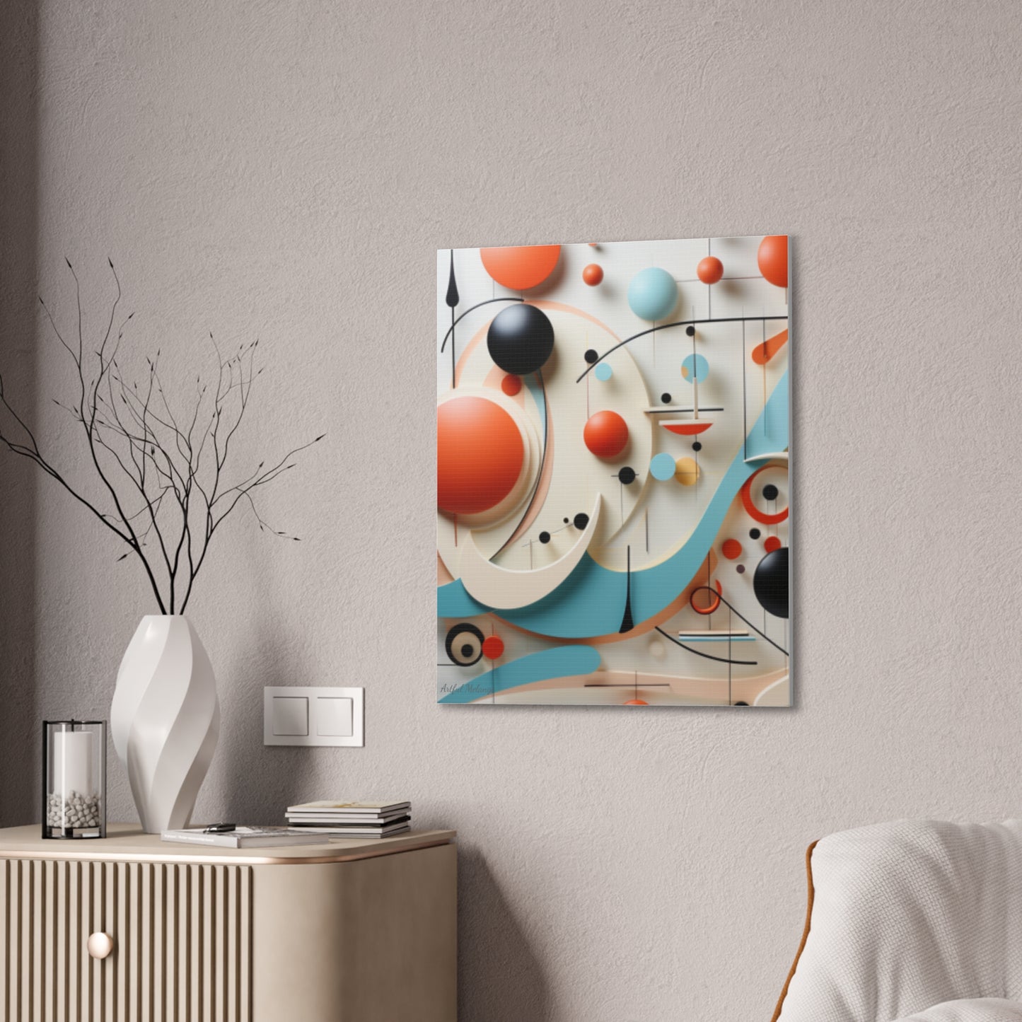 Harmony in Cyan and Peach- Graphic Print