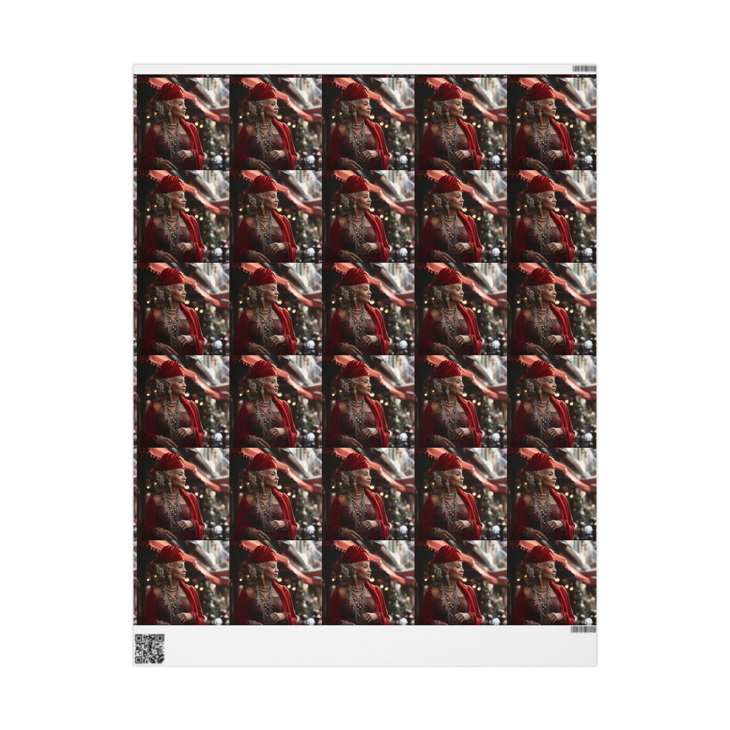 Afro-Centric Queen Claus Holiday Wrapping Paper - Dark & Rich Textured Design