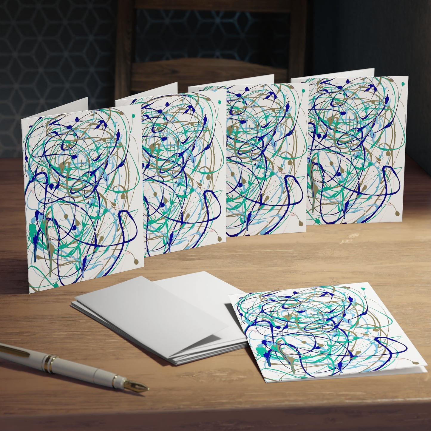 Elegance in Ink:  Abstract Art Note Card Set(5-Pack)