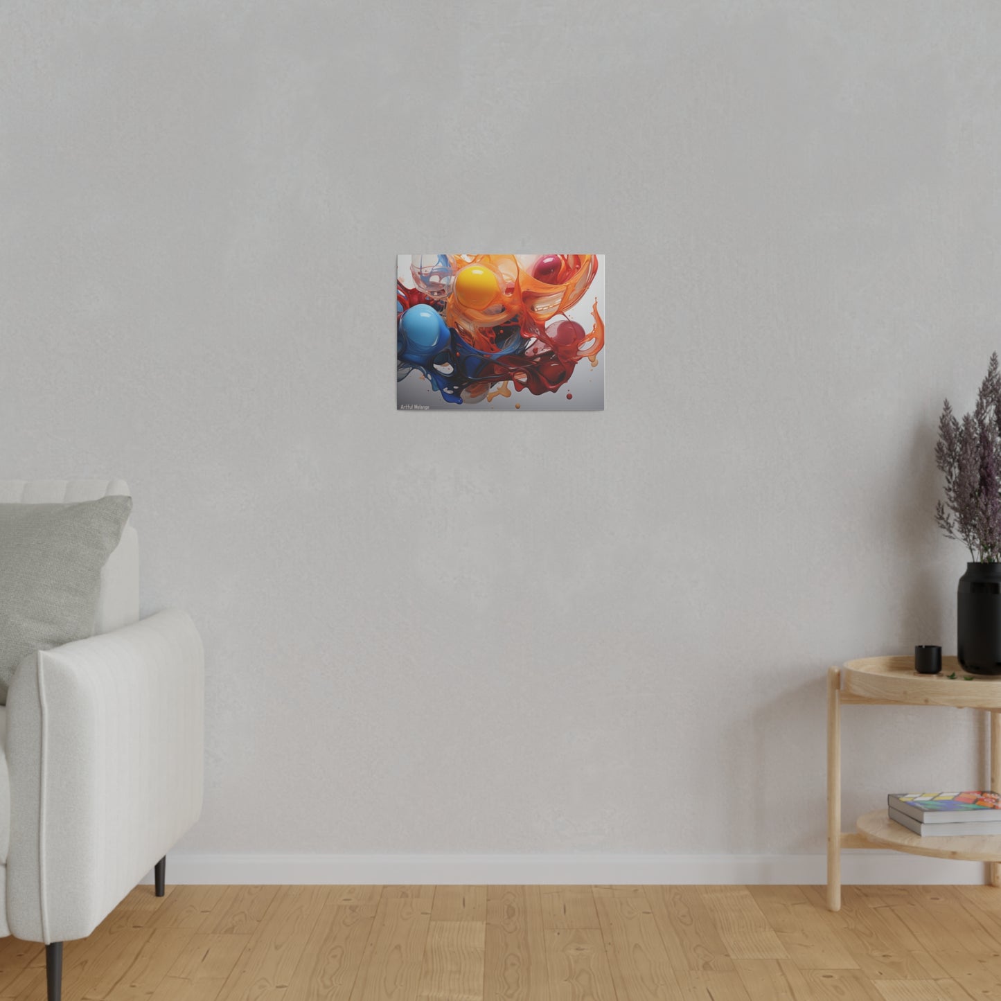 Colorful Balloon-Inspired Matt Canvas Print with Sweeping Acrylic Brush Strokes