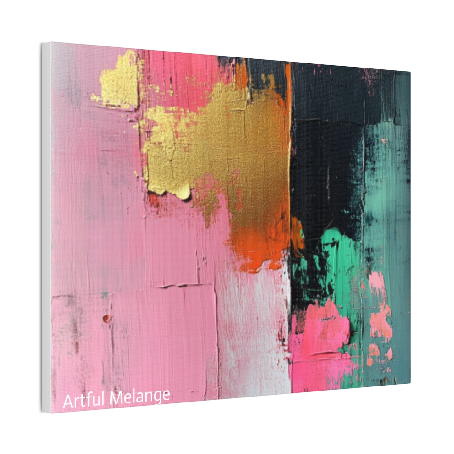 Acrylic Abstract Canvas Print - Homage to the Divine Nine/Pink Green Black and Gold 7