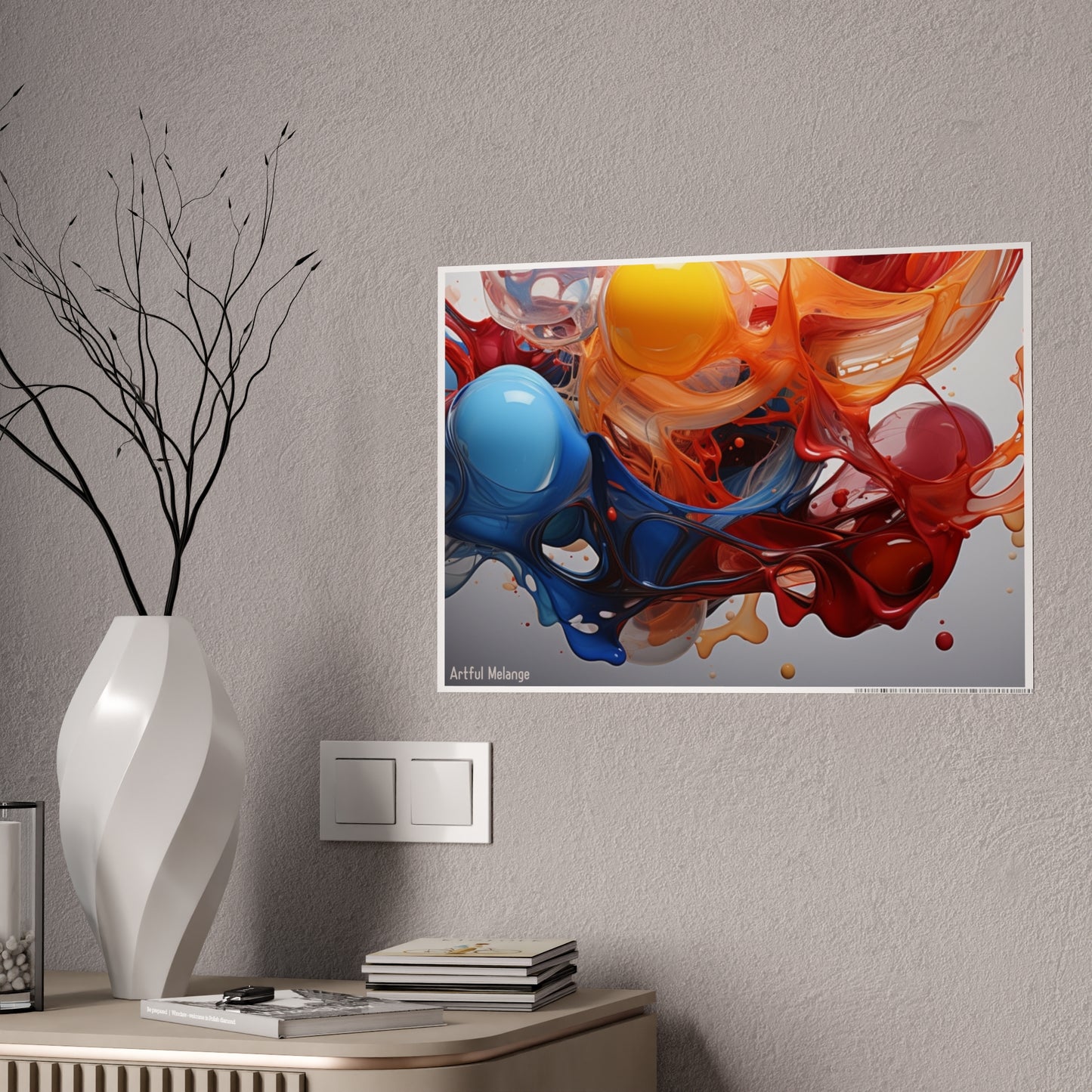 Gleaming   Acrylic Abstract Poster: A Spectrum of Colorful Elegance