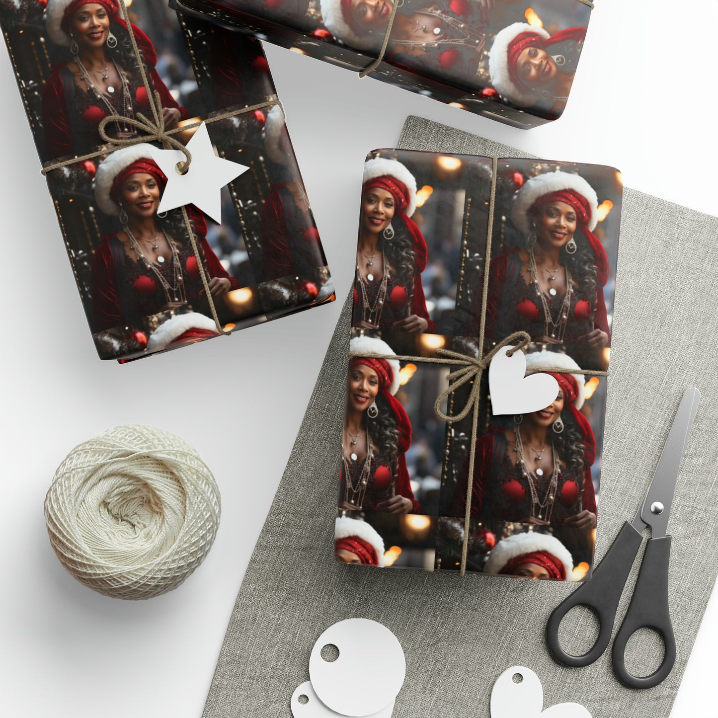 Afro-Centric Queen Claus Holiday Wrapping Paper - Dark & Rich Textured Design