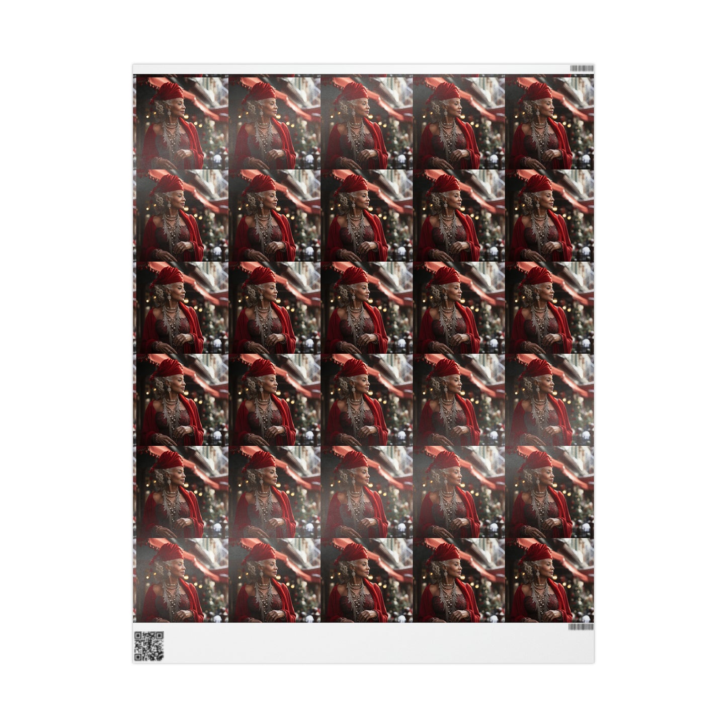 Afro-Centric Queen Claus Holiday Wrapping Paper - Dark & Rich Textured Design