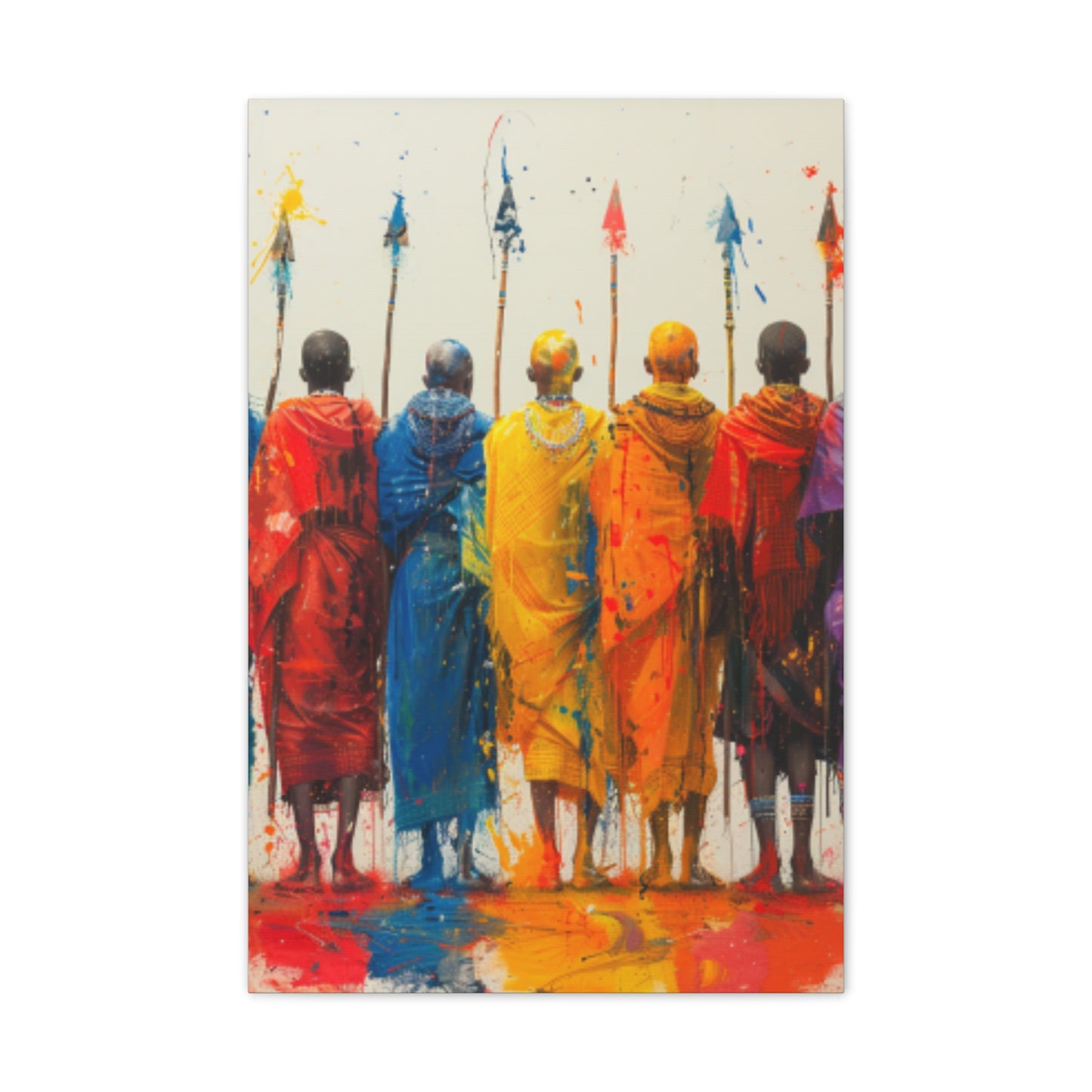 Masai Warriors Abstract Canvas Print