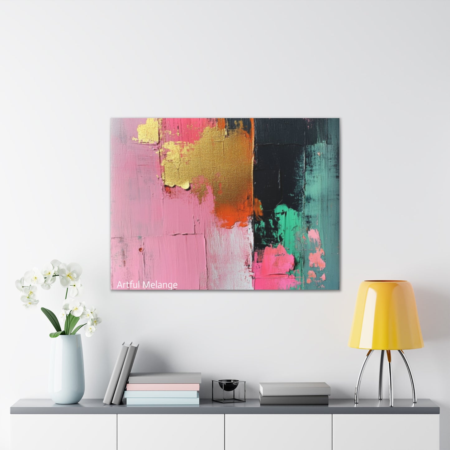 Acrylic Abstract Canvas Print - Homage to the Divine Nine/Pink Green Black and Gold 7