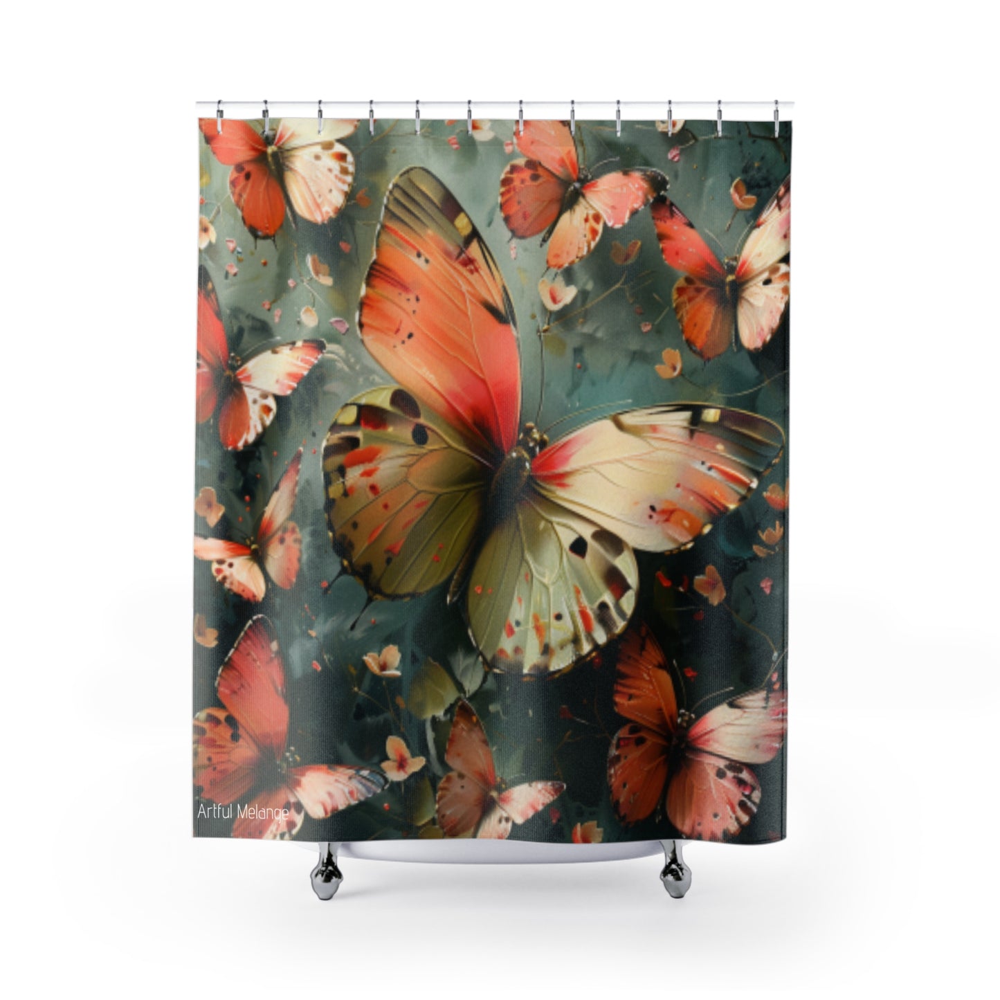 Fluttering Splendor Butterfly Shower Curtains