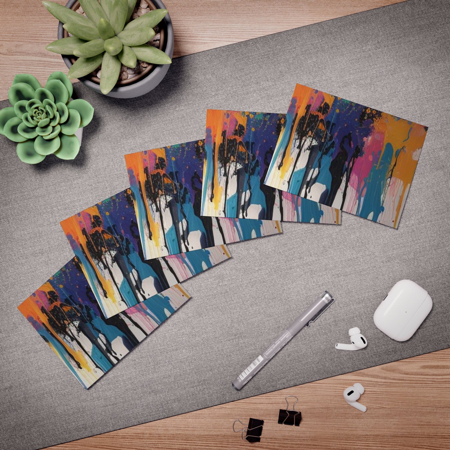 Elegance in Ink:  Abstract Art Note Card Set(5-Pack)