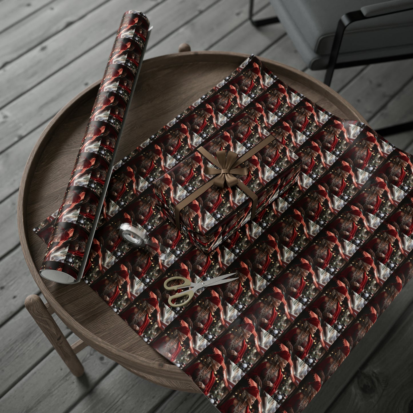 Afro-Centric Queen Claus Holiday Wrapping Paper - Dark & Rich Textured Design