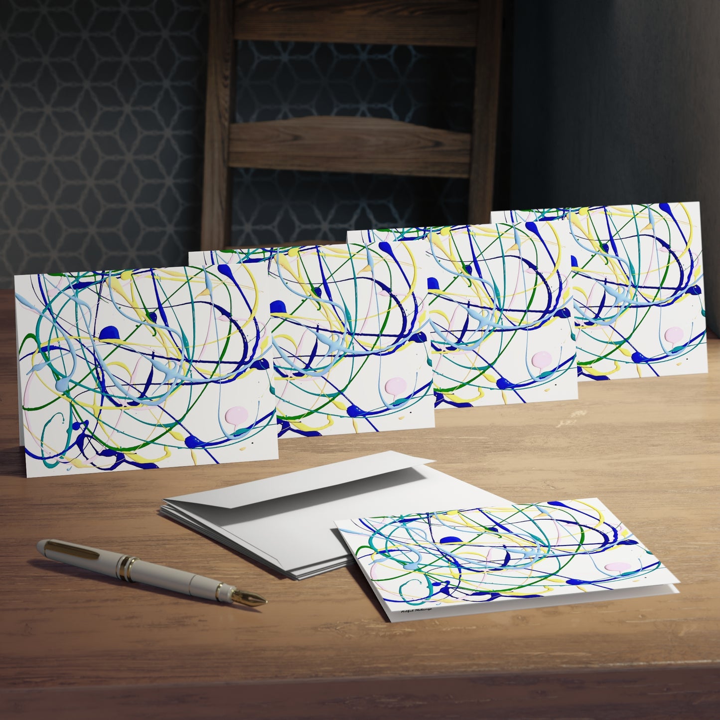 Elegance in Ink:  Abstract Art Note Card Set(5-Pack)