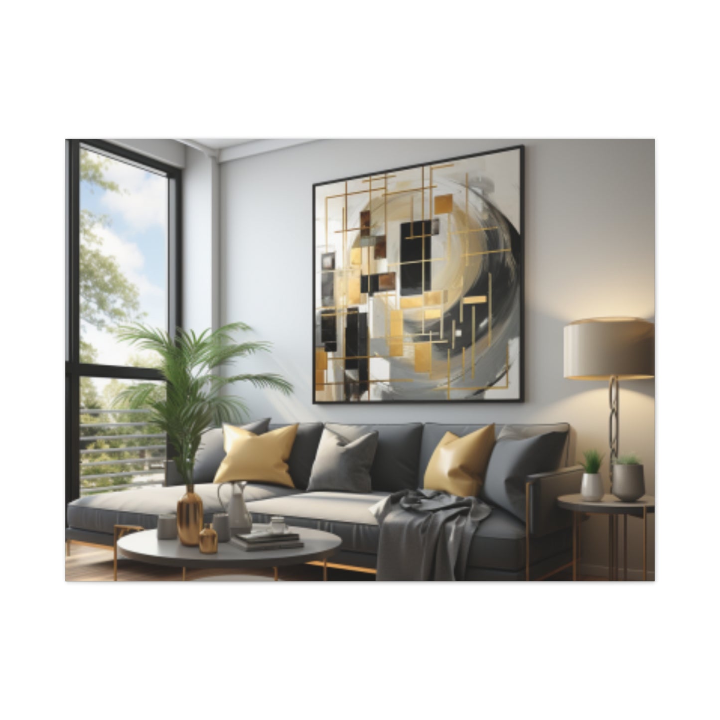 Gold and Black Elegance: A Symphony of Sophistication Canvas Print