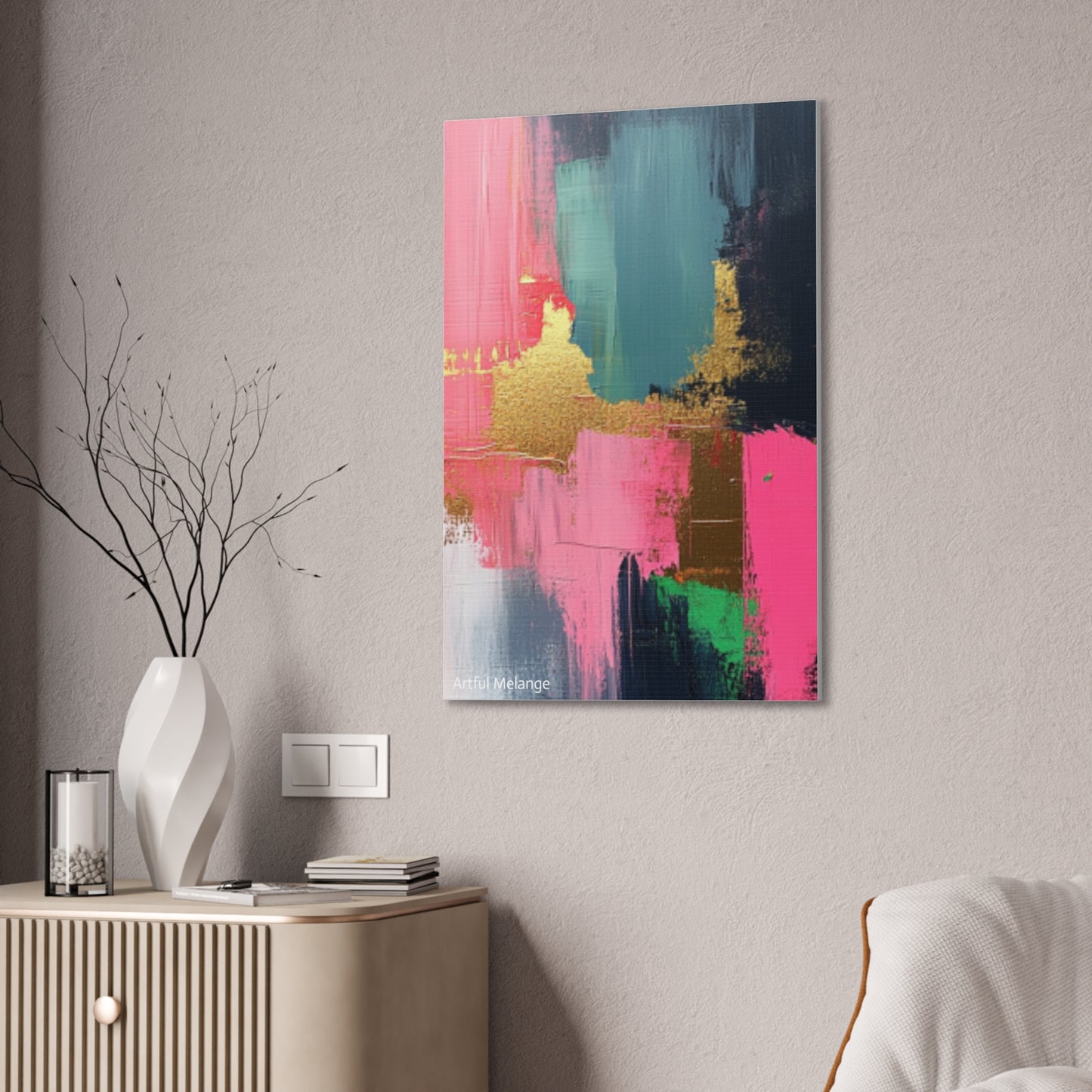 Acrylic Abstract Canvas Print - Homage to the Divine Nine/Pink Green Black and Gold 5