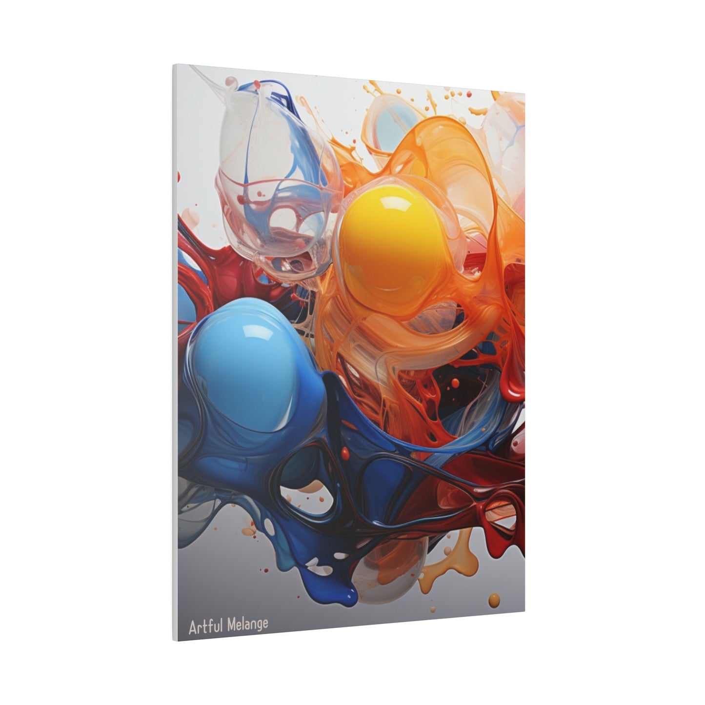 Colorful Balloon-Inspired Matt Canvas Print with Sweeping Acrylic Brush Strokes