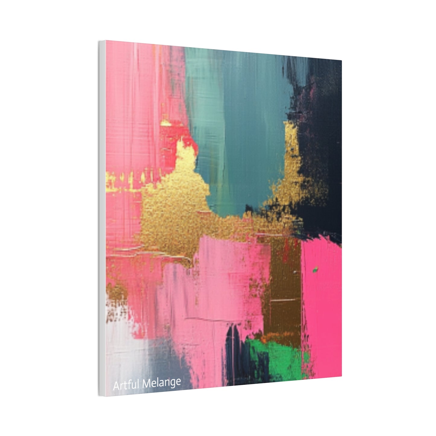 Acrylic Abstract Canvas Print - Homage to the Divine Nine/Pink Green Black and Gold 5